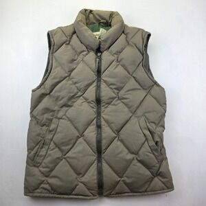 Vtg Eddie Bauer Quilted Goose Down Vest Women's Olive Zip Front Pockets Size XS